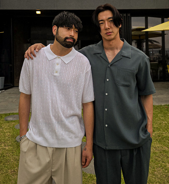 (XL-6XL)<BR>피온키 Open Collar short-sleeved shirt SET003-N