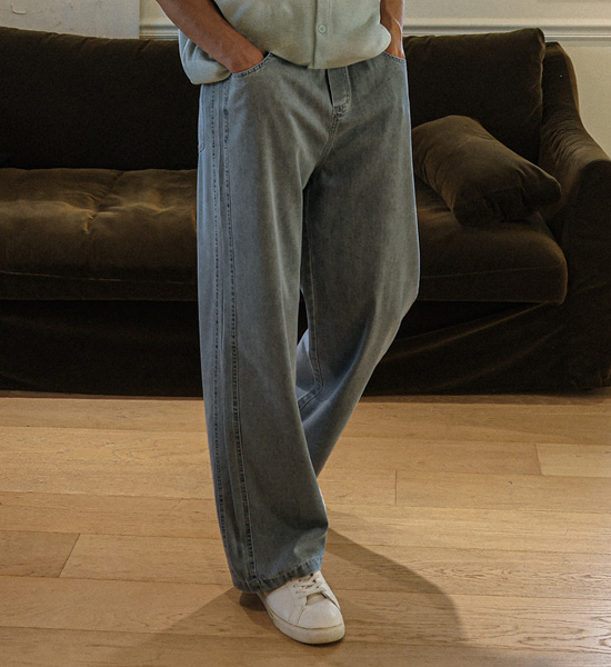 (XL-6XL)<BR>토르카만 Semi-wide fit denim banding pants 9513