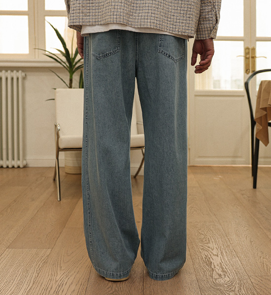 (XL-6XL)<BR>토르카만 Semi-wide fit denim banding pants 9513