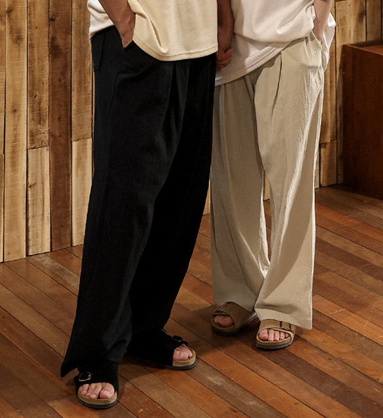 (M-4XL)<br>파슈카니 Semi-wide fit linen banding pants