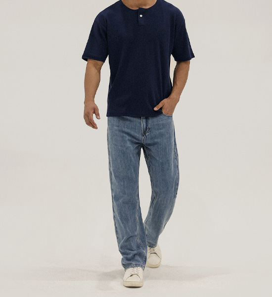 (L-5XL)<br>벨론 Henley neck Short T shirts<br><font color="#fb5ec9"><B>[1+1]</B></font>