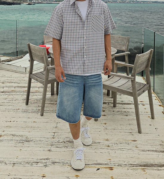 (XL-6XL)<BR>스비트 checkered short-sleeved shirt N010