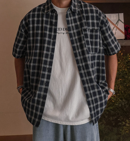 (XL-6XL)<br>하르만 checkered short-sleeved shirt 1733