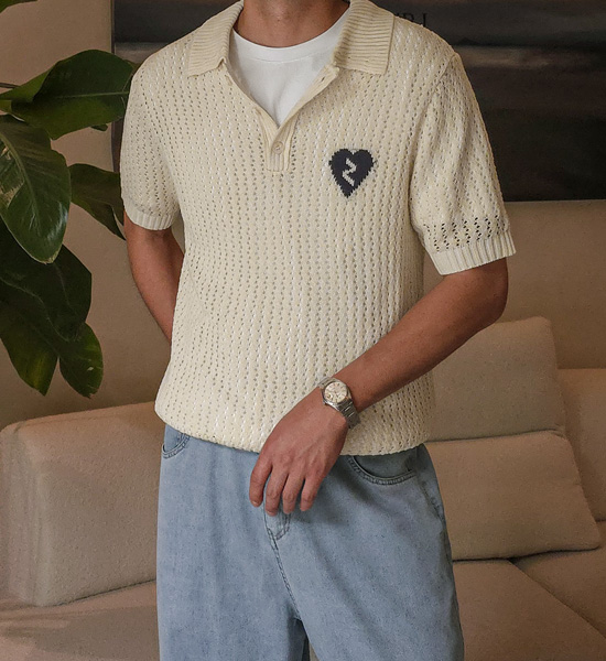 사모코프 short-sleeved collar knitwear