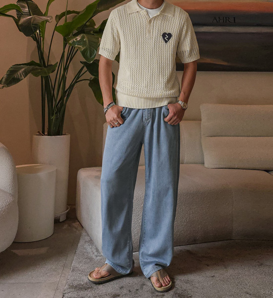 사모코프 short-sleeved collar knitwear
