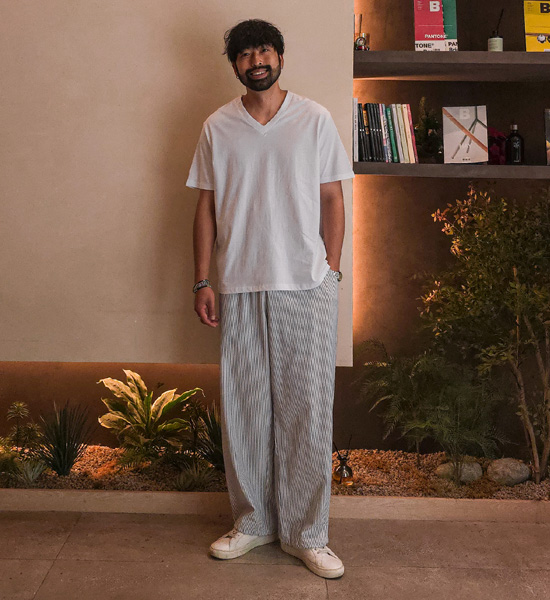 (XL-5XL)<BR>루페츠 Semi-wide fit Stripe banding pants