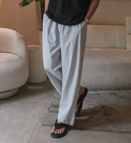 (XL-5XL)<BR>루페츠 Semi-wide fit Stripe banding pants