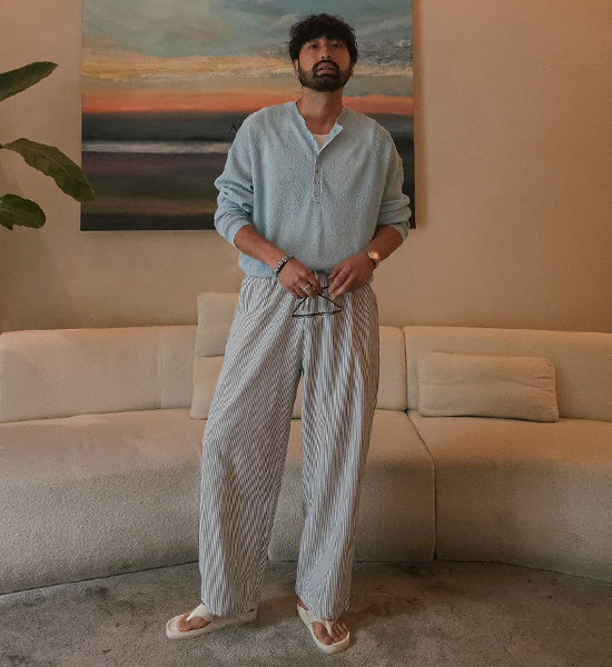 (XL-5XL)<BR>루페츠 Semi-wide fit Stripe banding pants