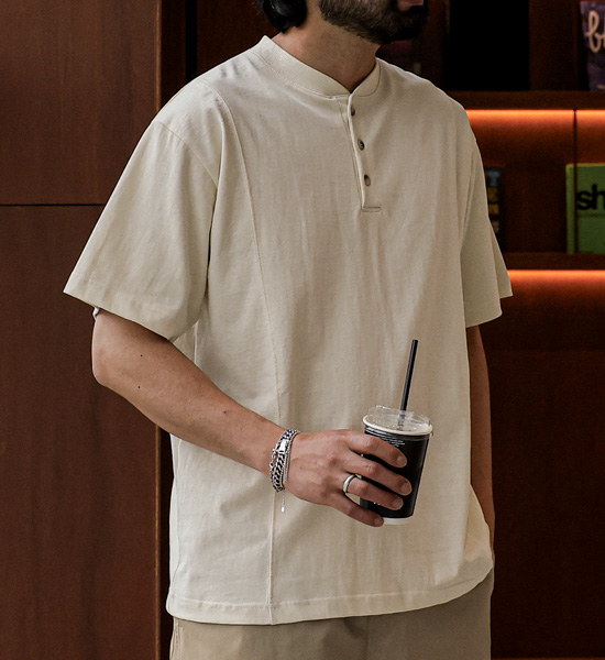 <br><font color="#fd0303">[365SALE]</font><br><font color="#2046a7">★교환/반품불가★</font><br>보루코 Henley neck Short T shirts