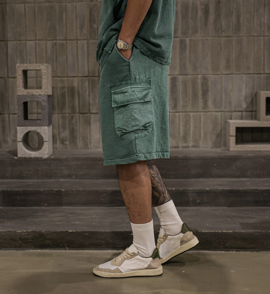 (XL-6XL)<BR>킹가로이 pigment Short T shirts+비스트로 pigment cargo banding shorts
