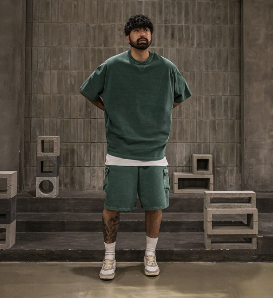 (XL-6XL)<BR>킹가로이 pigment Short T shirts+비스트로 pigment cargo banding shorts
