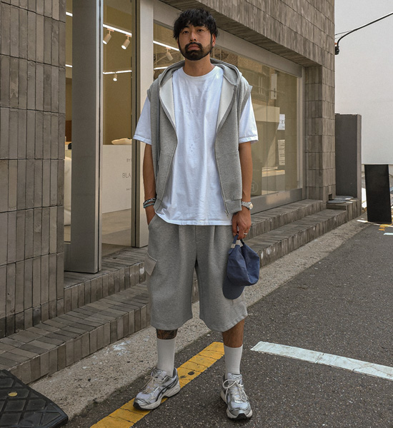 (XL-5XL)<br>카야니 후드조끼집업+포르카모 cargo banding shorts