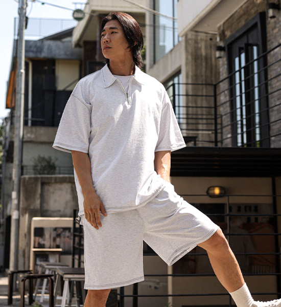 (L-5XL)<br>오이티 카라반팔티+마르틴키 Banding Shorts