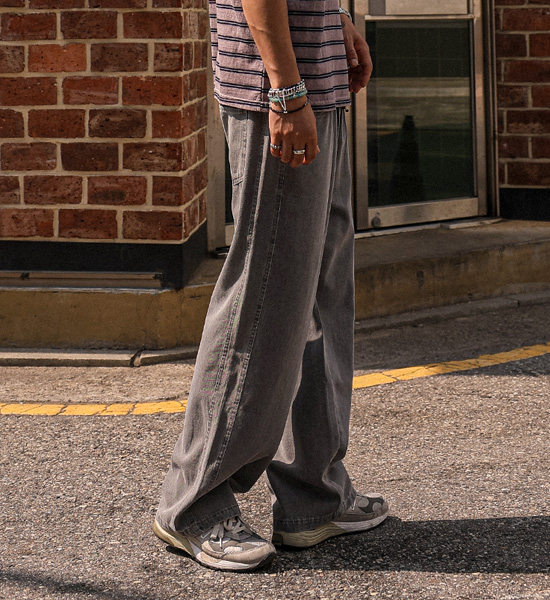 (XL-6XL)<BR>토르카만 Semi-wide fit denim banding pants 9513