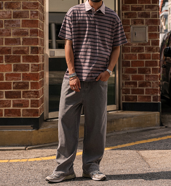 (XL-6XL)<BR>토르카만 Semi-wide fit denim banding pants 9513