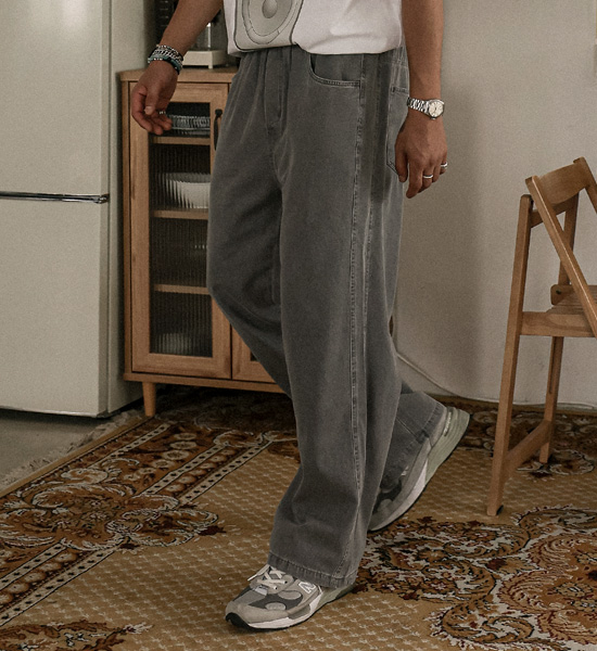 (XL-6XL)<BR>토르카만 Semi-wide fit denim banding pants 9513