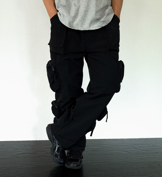 (M-3XL)<br>자빈카 Semi-wide fit nylon cargo-banding pants