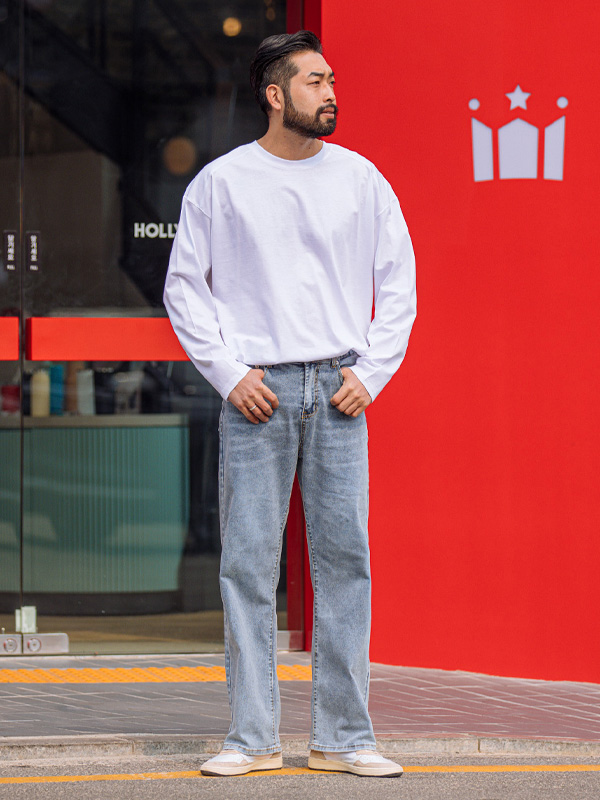 (30-46)<BR>티이퍼 Banding denim pants(637)
