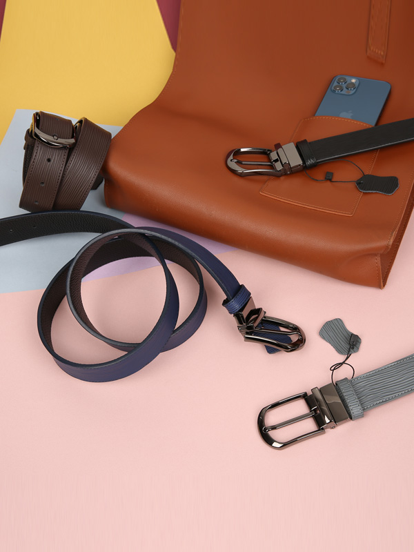 (Wearable up to 48 inches)<BR>깨비참 Cowhide double-sided belt(1002가로줄무늬)