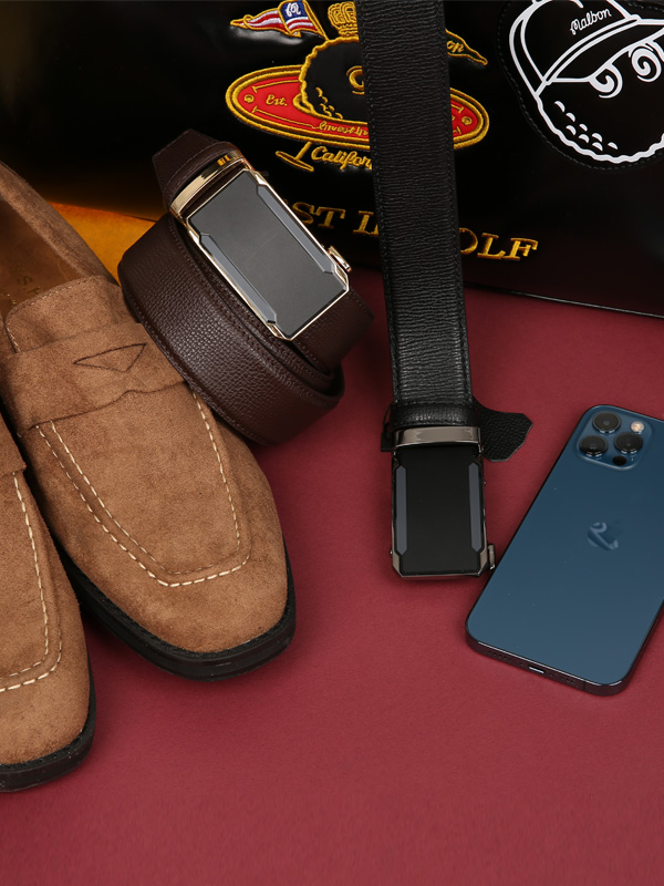 (Wearable up to 48 inches)<BR>치누크 Cowhide automatic belt(4383플라스틱사각)