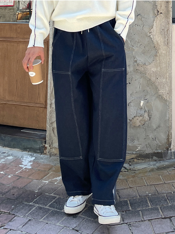 (XL-6XL)<BR>위겐 Banding non-wash denim pants