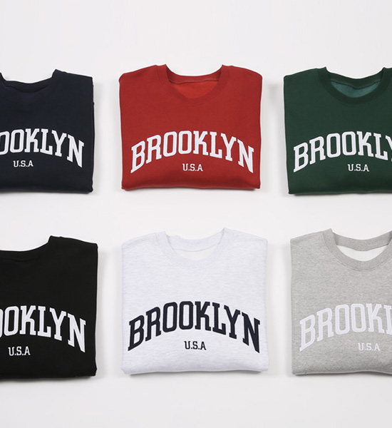 (L-6XL)<br>오피난 Brooklyn embroidered sweatshirt <br><font color="#098a09"><B>Select length (Basic,Long+6cm)</B></font>