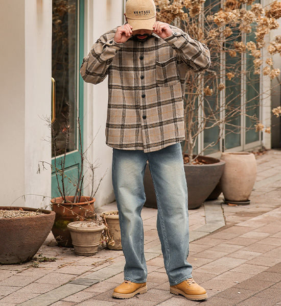 (S-5XL)<BR>데이비츠 Semi-wide fit denim pants <br><font color="#098a09"><B>Select length (Basic,Long+8cm)</B></font>