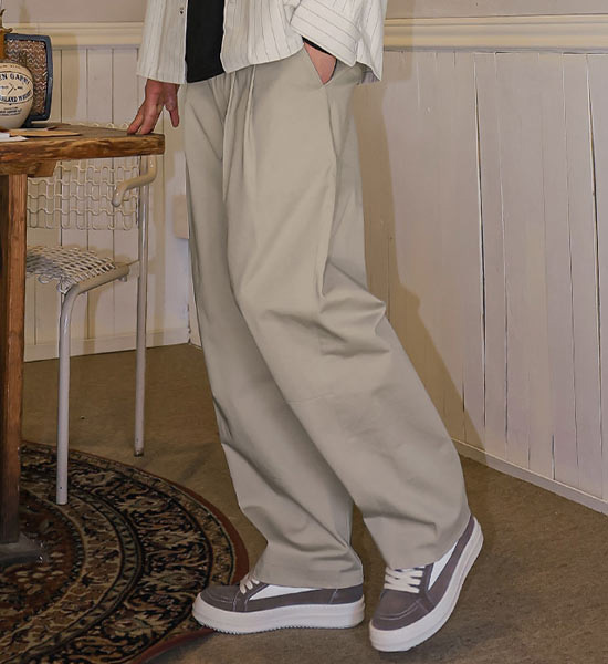 (XL-6XL)<BR>뱅크스 Semi-wide Back banding chino pants