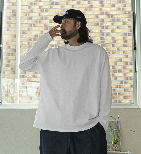 (M-5XL)<br>평화로운 R넥 a long-sleeved t-shirt <br><font color="#098a09"><B>*Select length (Basic,Long+6cm)</B></font>