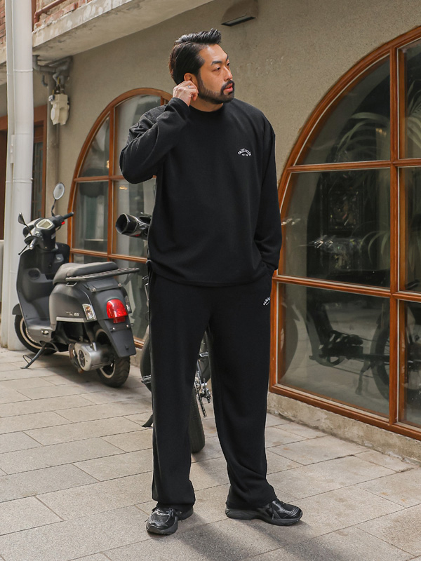 (L-5XL)<BR>이크링 man-to-man T+우키홀 Semi-wide fit Training Pants