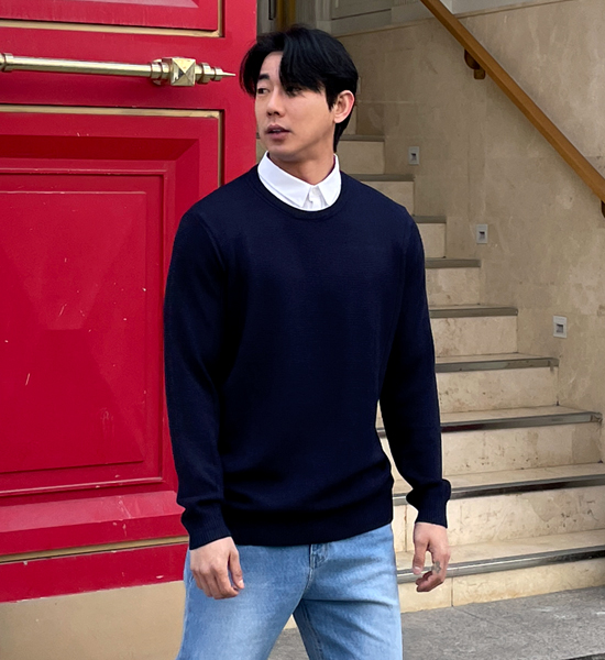 (L-5XL)<br>데이브 Shirt Layered Waffle knitwear<BR><B><FONT COLOR="#ff4800">[Additional discount]</FONT></B>