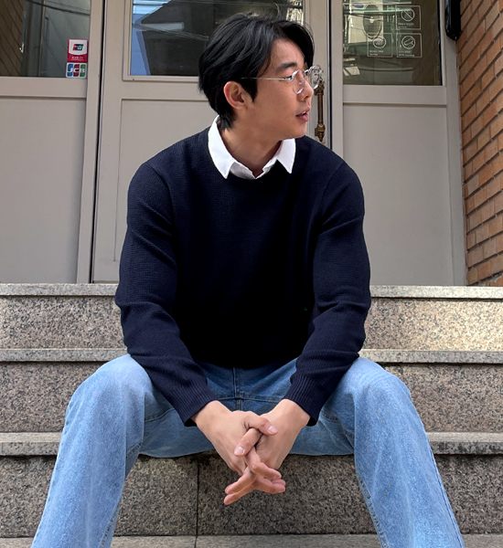 (L-5XL)<br>데이브 Shirt Layered Waffle knitwear<BR><B><FONT COLOR="#ff4800">[Additional discount]</FONT></B>