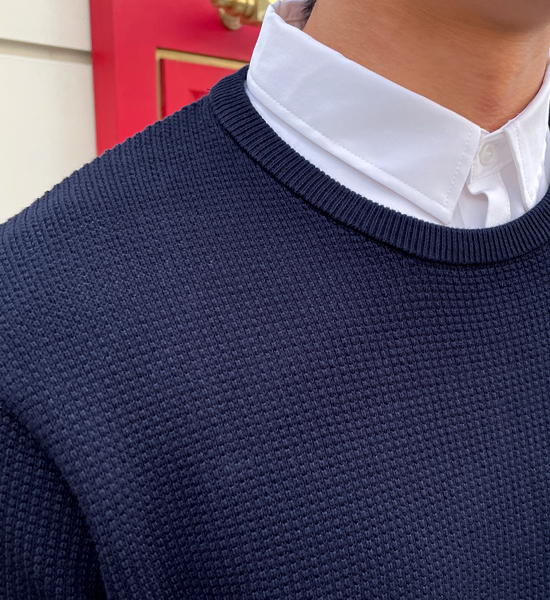 (L-5XL)<br>데이브 Shirt Layered Waffle knitwear<BR><B><FONT COLOR="#ff4800">[Additional discount]</FONT></B>