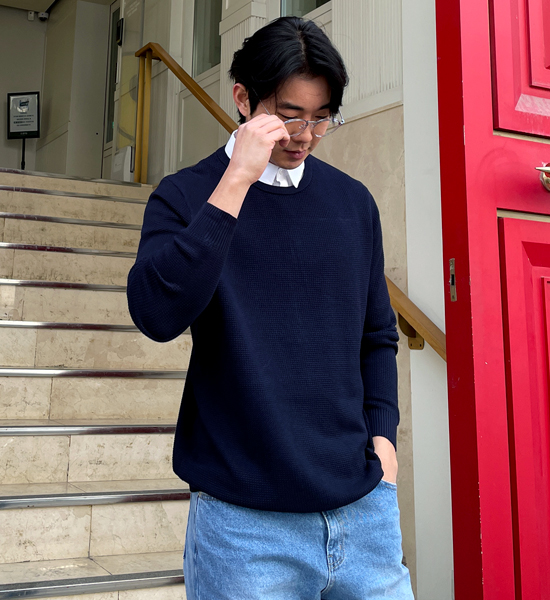 (L-5XL)<br>데이브 Shirt Layered Waffle knitwear<BR><B><FONT COLOR="#ff4800">[Additional discount]</FONT></B>