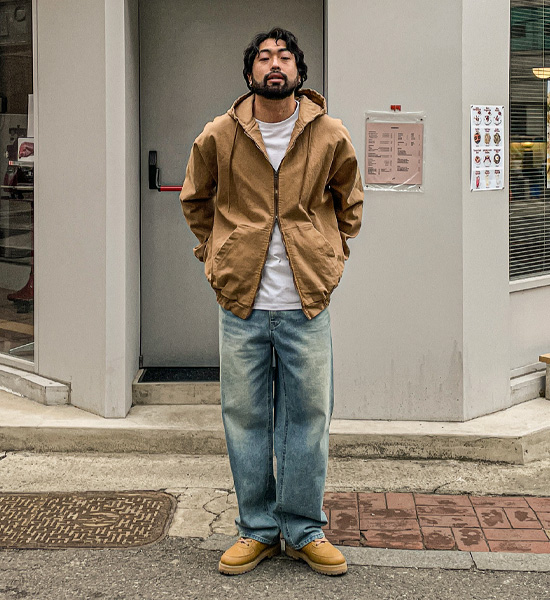 (S-5XL)<BR>피커링 wide fit denim pants 206