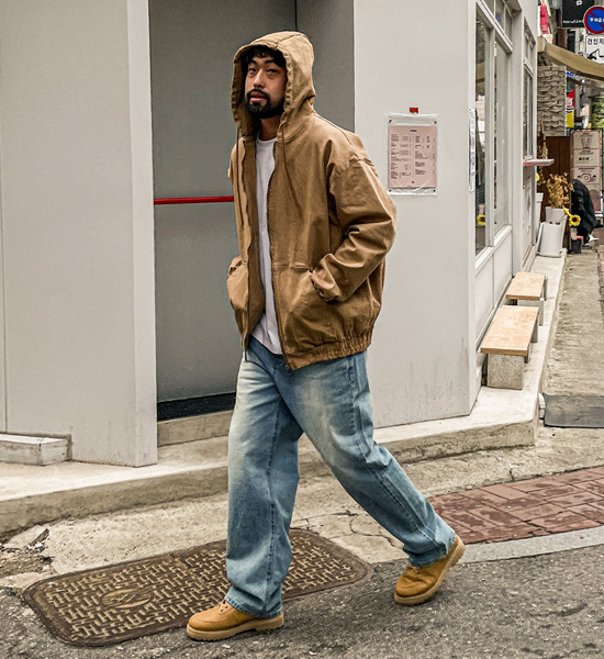 (S-5XL)<BR>피커링 wide fit denim pants 206