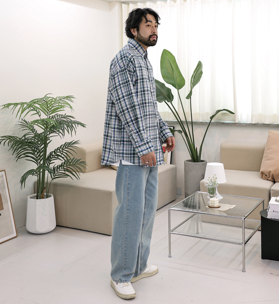 (XL-6XL)<BR>플린저 checkered shirt
