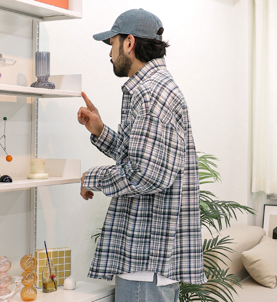 (XL-6XL)<BR>플린저 checkered shirt