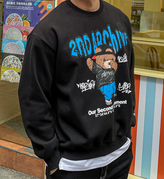 (L-5XL)<BR>크레파스곰 man-to-man T