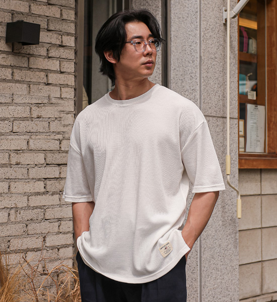 (L-5XL)<BR>다날리 Waffle Short T shirts<br><font color="#fb5ec9"><B>[1+1]</B></font>