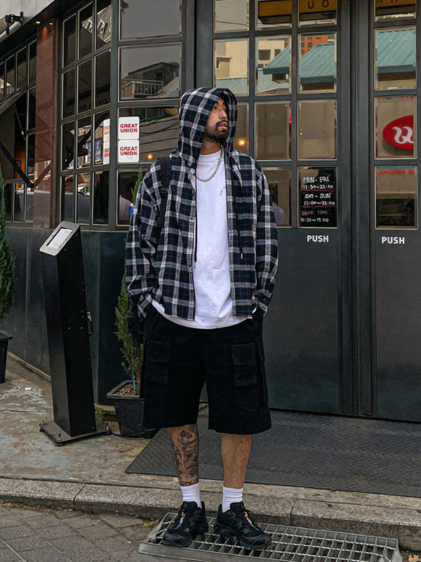 (XL-6XL)<BR>라즈마 hooded checkered shirt