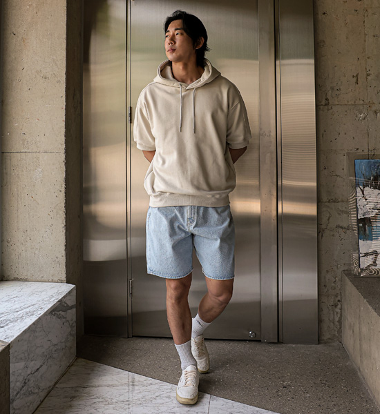 (XL-5XL)<br>카노치 incised hooded short sleeve