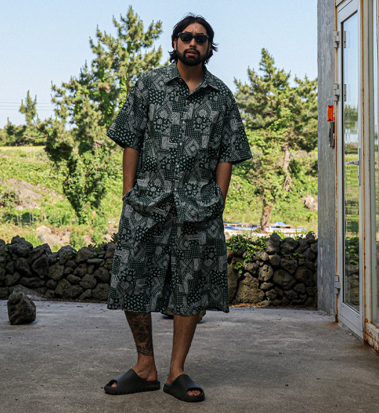 (XL-6XL)<BR>하투니 short-sleeved shirt+주나파니 6부 banding pants