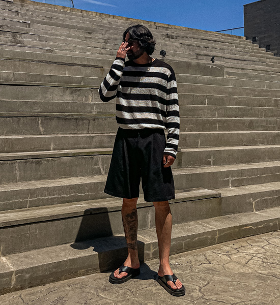 (L-5XL)<BR>시라디 Stripe Knit