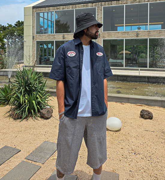 (L-3XL)<BR>비크람 denim banding shorts