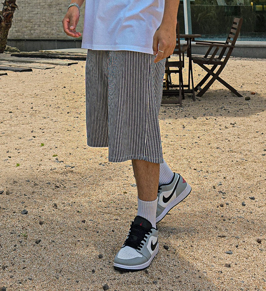 (L-3XL)<BR>비크람 denim banding shorts
