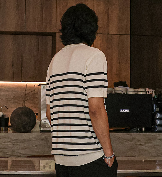 (L-5XL)<BR>자몰리 Stripe short-sleeved knitwear DT23114<BR><B><FONT COLOR="#ff4800">[Additional discount]</FONT></B>