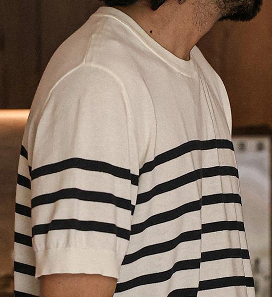(L-5XL)<BR>자몰리 Stripe short-sleeved knitwear DT23114<BR><B><FONT COLOR="#ff4800">[Additional discount]</FONT></B>