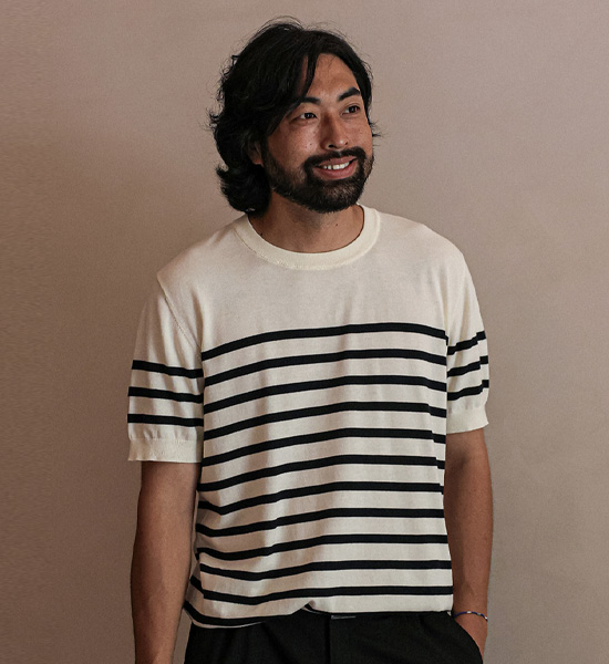 (L-5XL)<BR>자몰리 Stripe short-sleeved knitwear DT23114<BR><B><FONT COLOR="#ff4800">[Additional discount]</FONT></B>