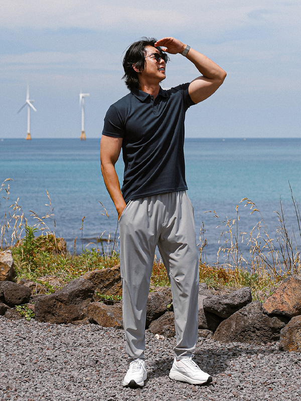 (M-5XL)<BR>안다토 short-sleeved collar T-shirt